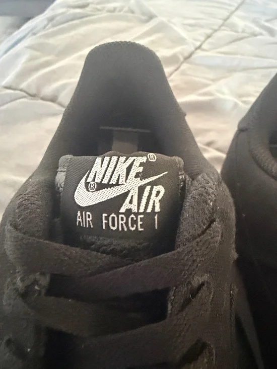 Nike Air Force 1 Black Low-Top Canvas Sneakers with White Sole - Picture 3 of 12